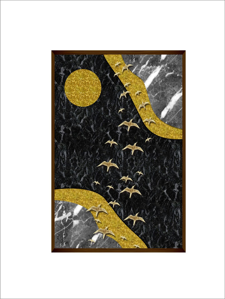 "Black Abstract Painting Framed Wall Art "