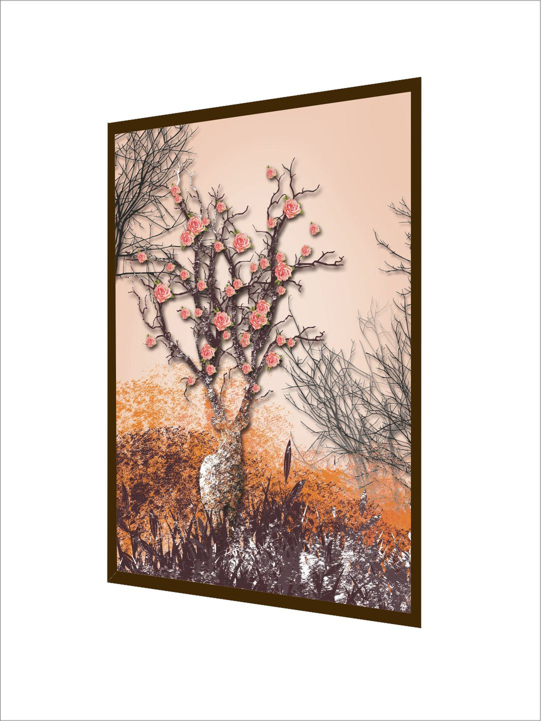 "Peach  Orange Abstract Framed Wall Painting "