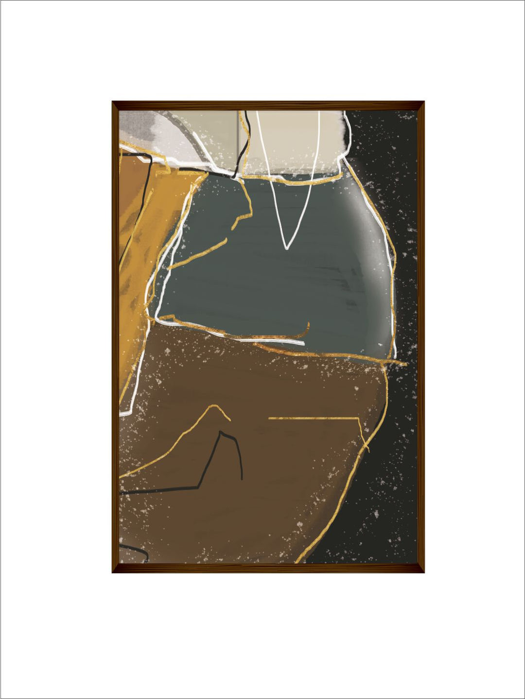 "Black  Brown Abstract Printed Framed Wall Art "