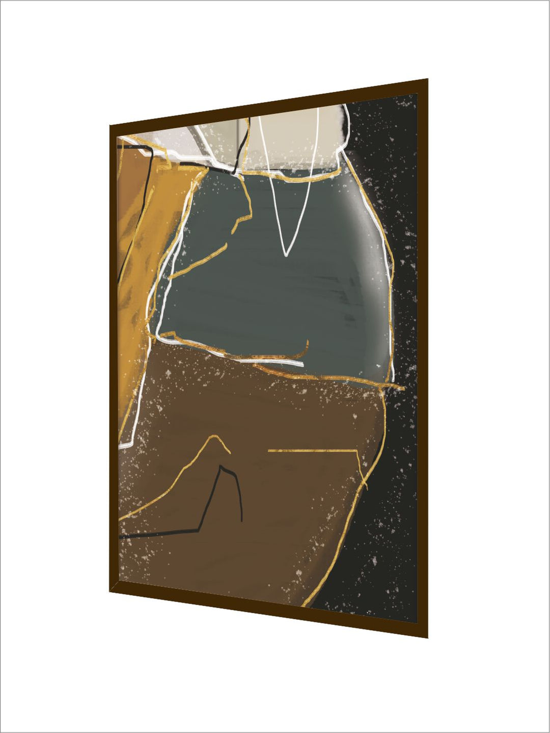 "Black  Brown Abstract Printed Framed Wall Art "