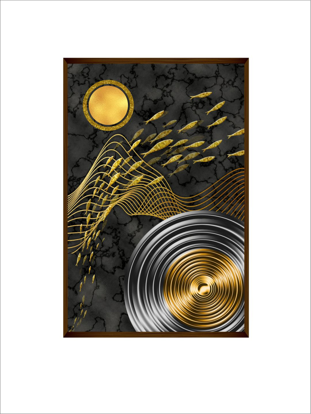 "Yellow  Grey Abstract Painting Framed Wall Art "