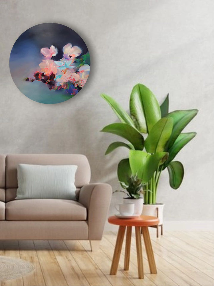"Blue & Pink Abstract Framed Wall Painting''
