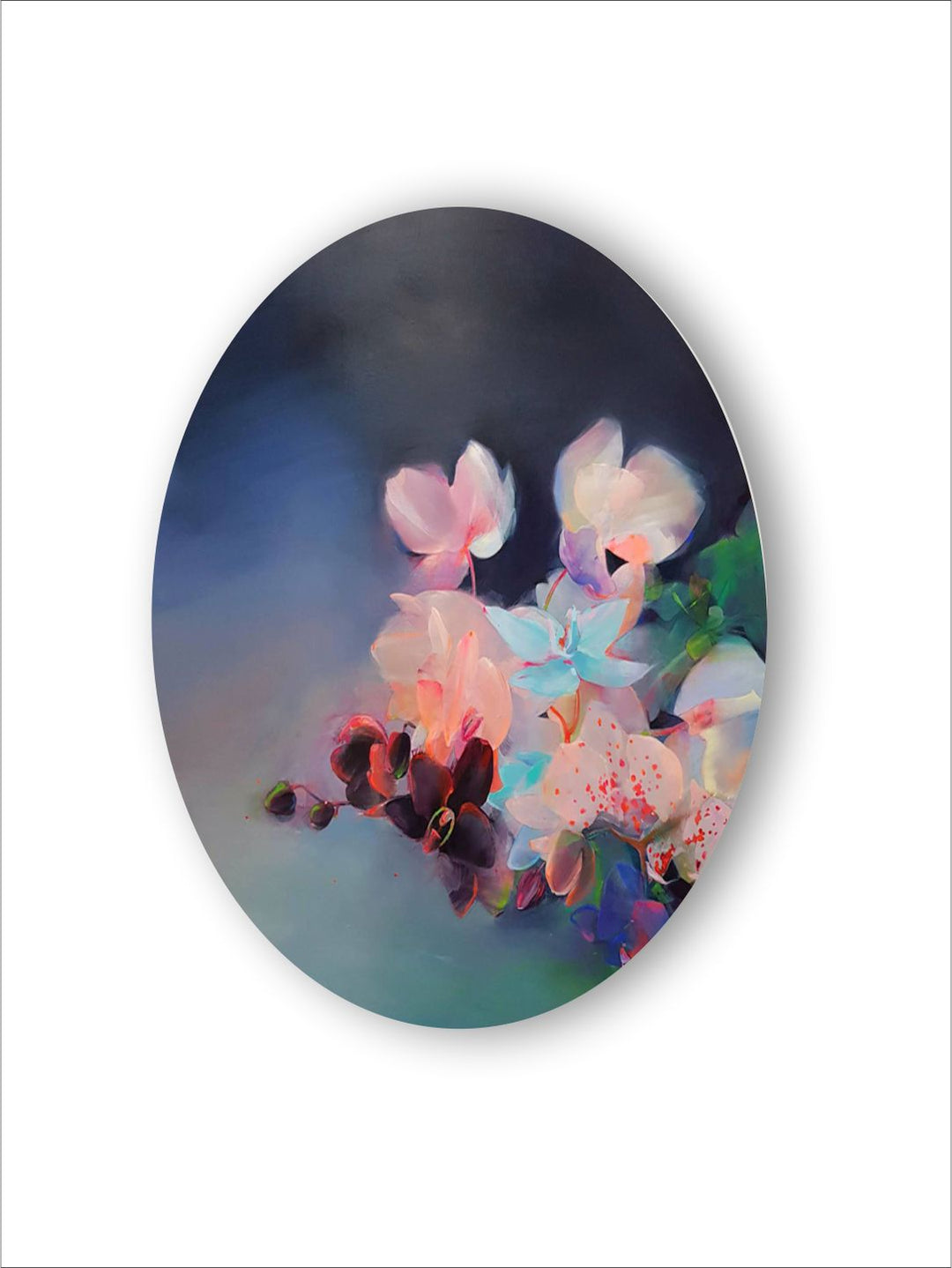 "Blue & Pink Abstract Framed Wall Painting''