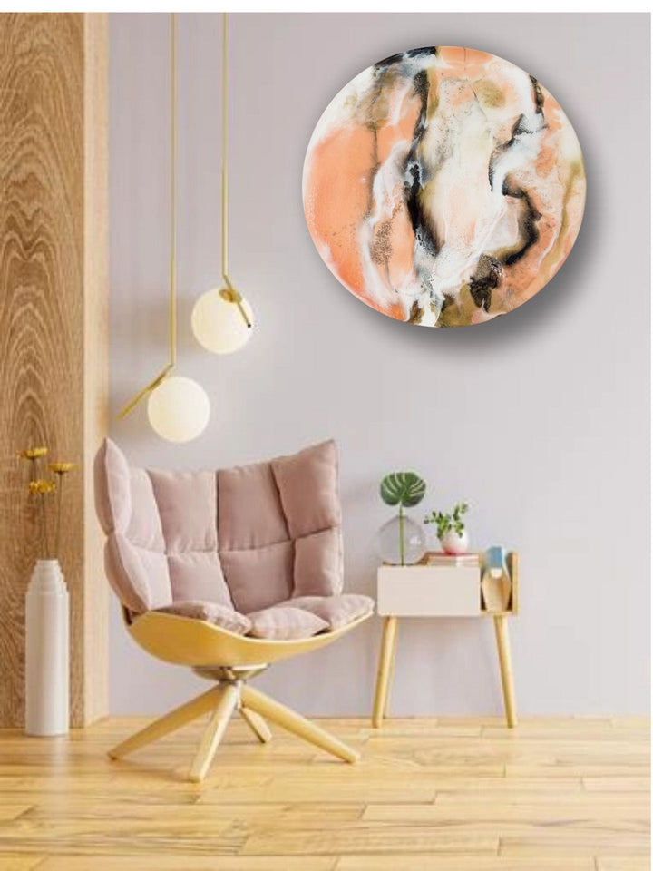"Pink & White Abstract Framed Wall Painting''