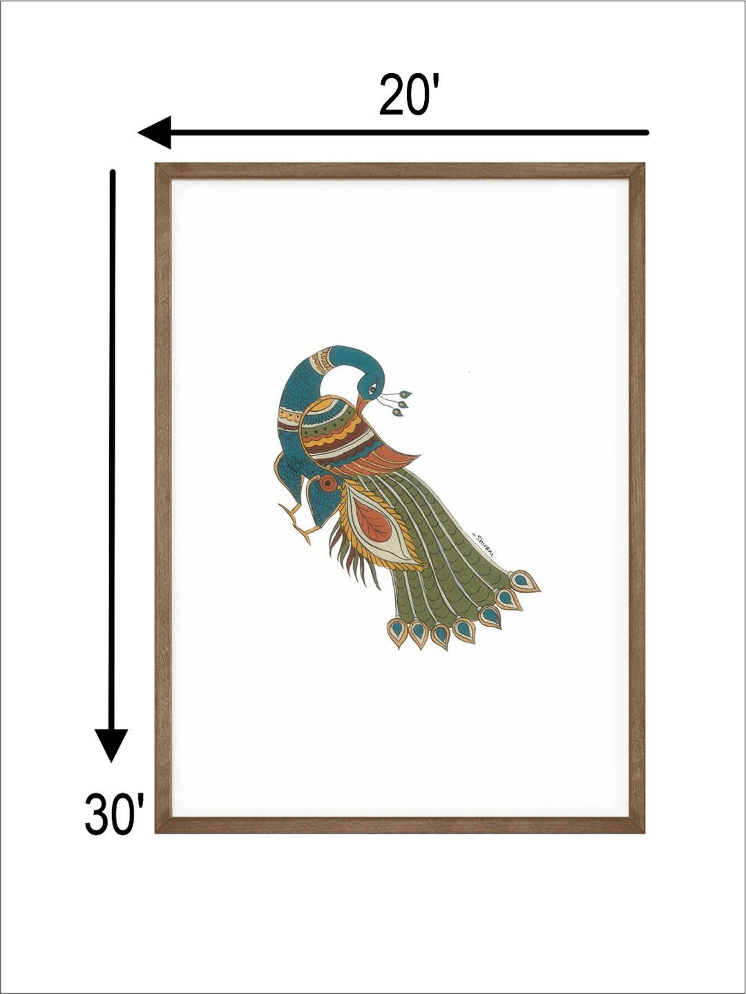 "Kalamkari Peacock Painting Canvas Wall Art''