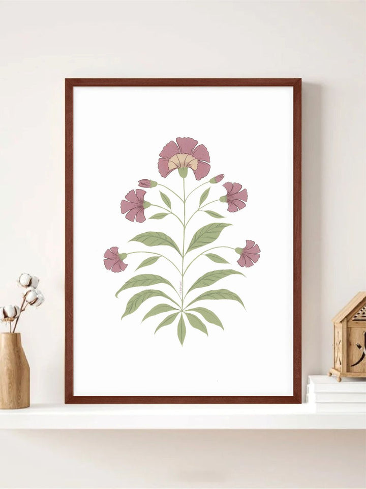 "Mughal Style Floral Painting Canvas Wall Art"