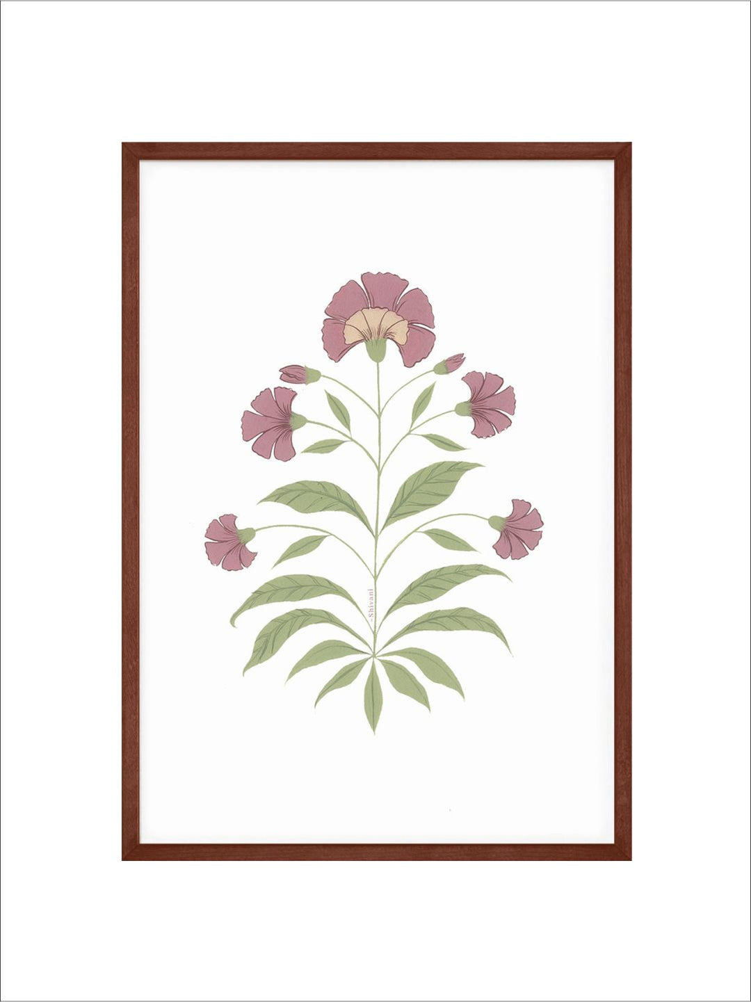 "Mughal Style Floral Painting Canvas Wall Art"