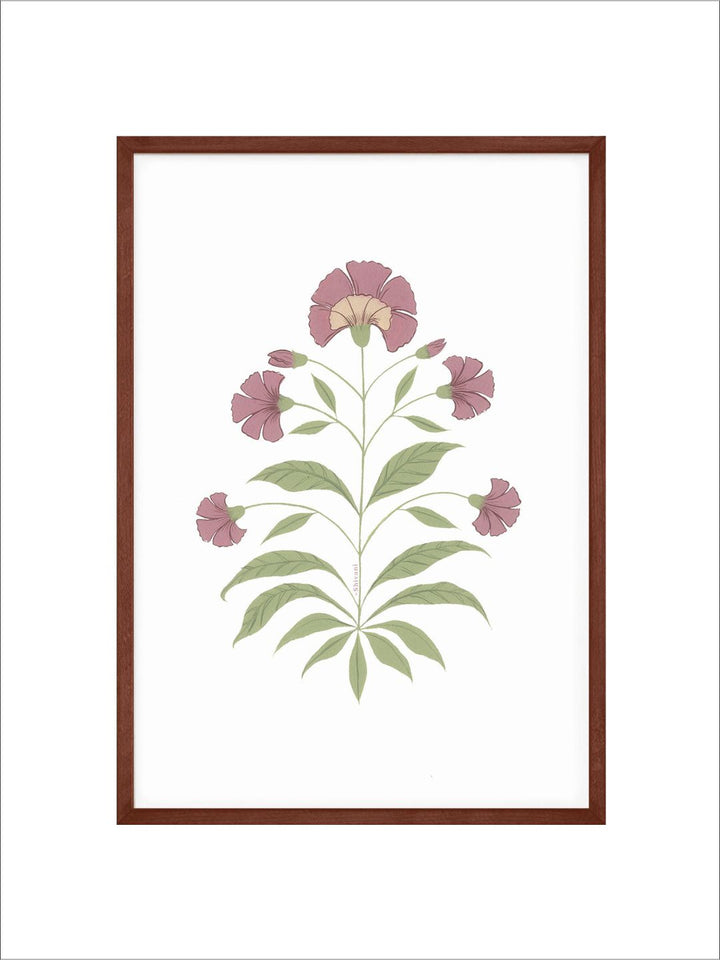 "Mughal Style Floral Painting Canvas Wall Art"