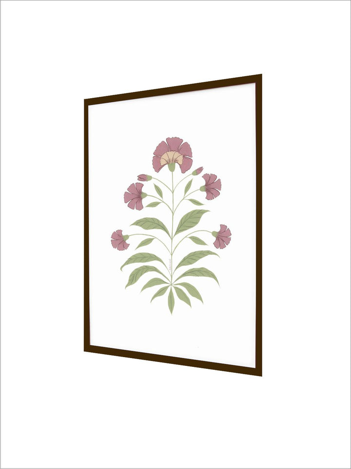 "Mughal Style Floral Painting Canvas Wall Art"