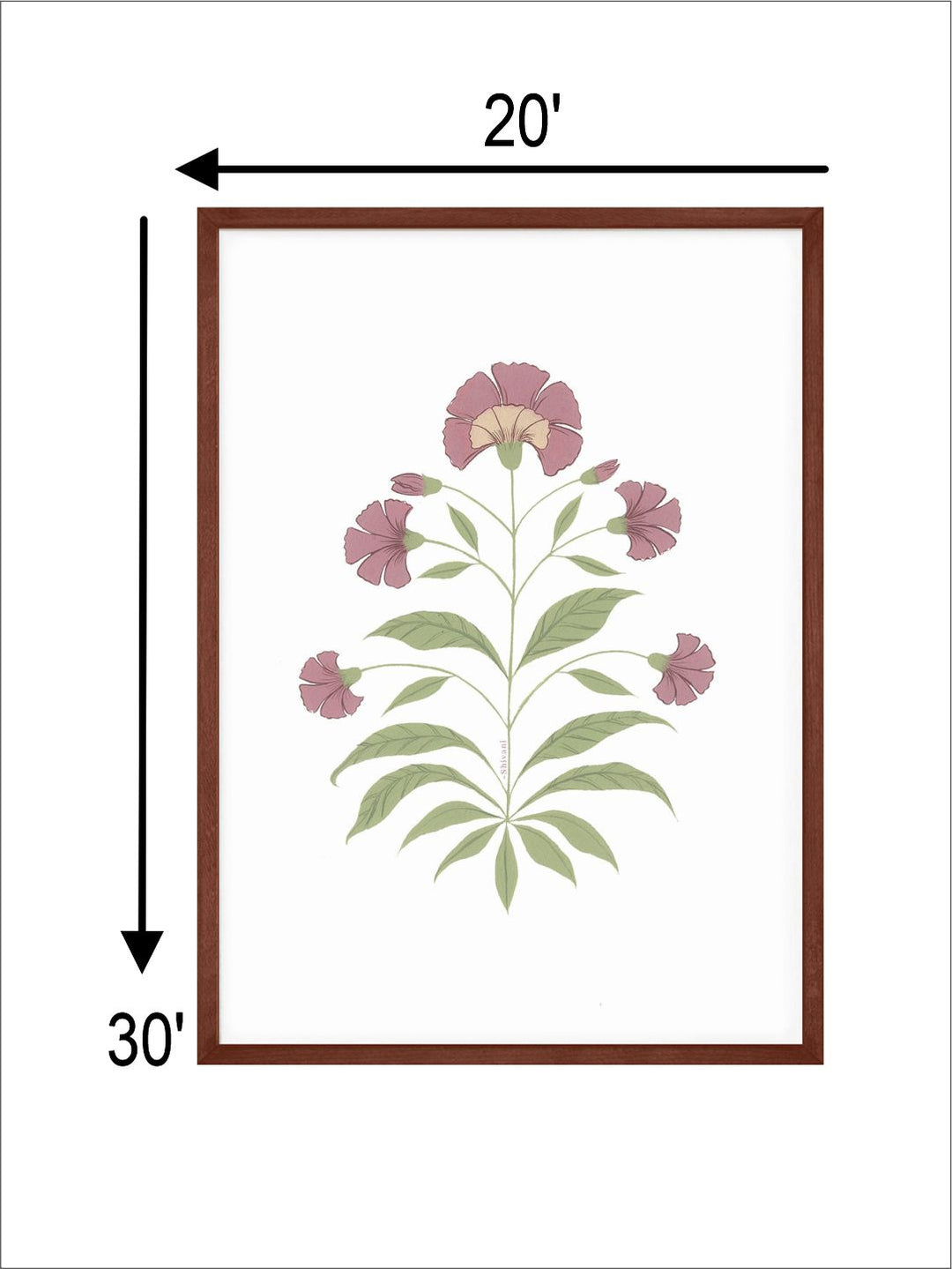"Mughal Style Floral Painting Canvas Wall Art"