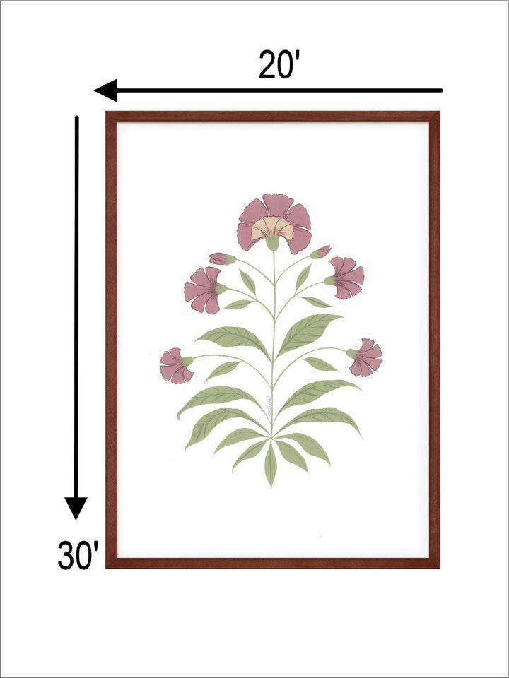 "Mughal Style Floral Painting Canvas Wall Art"
