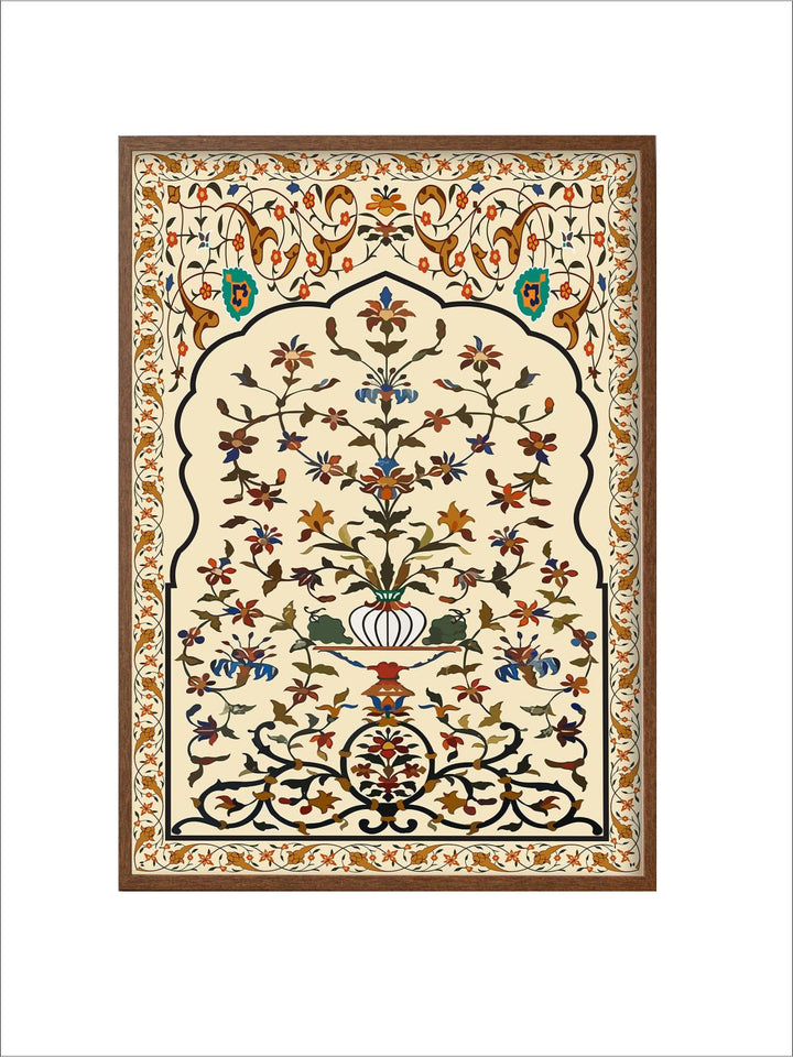 "Mughal Floral Printed Framed Wall Art''