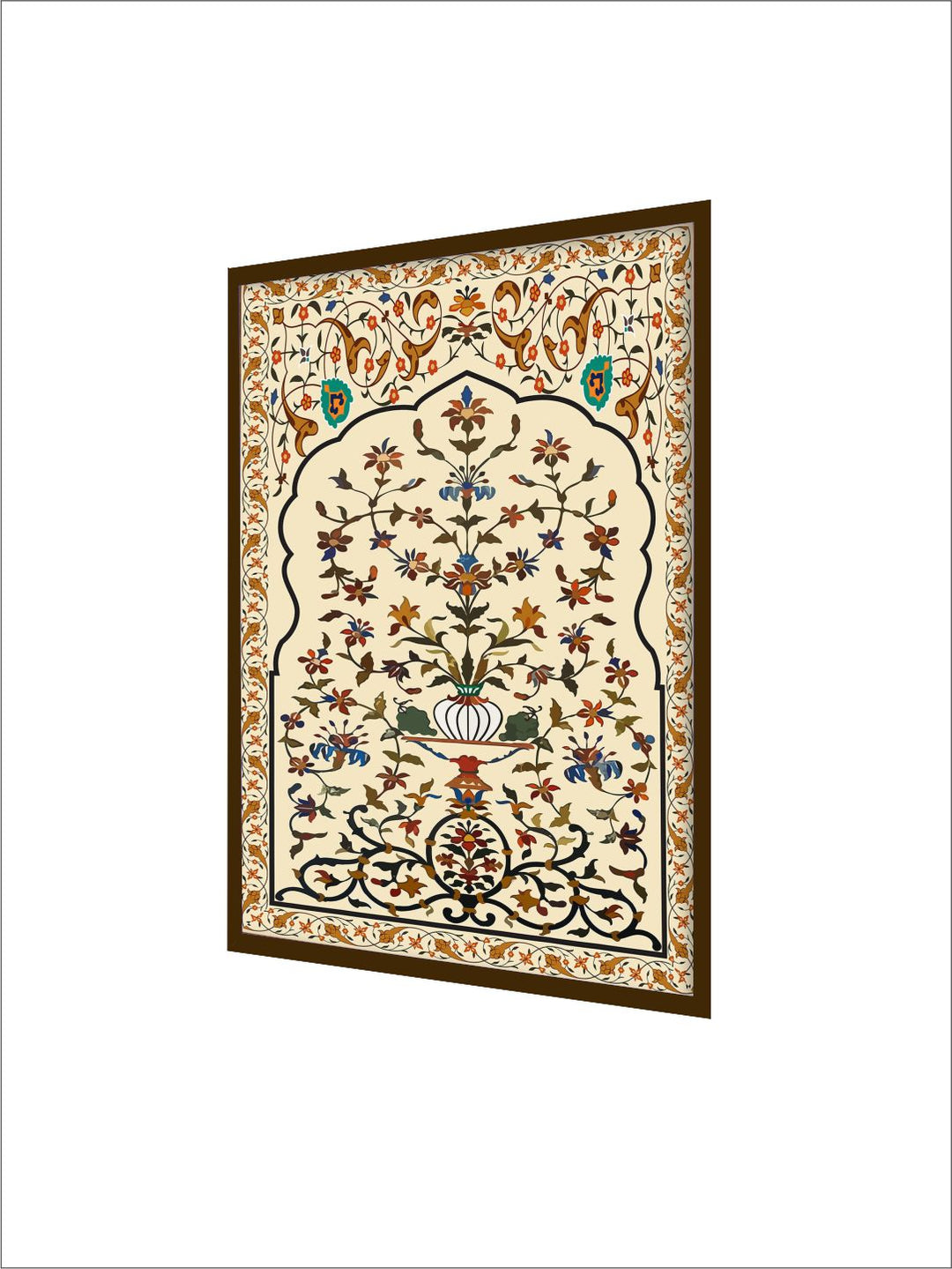 "Mughal Floral Printed Framed Wall Art''
