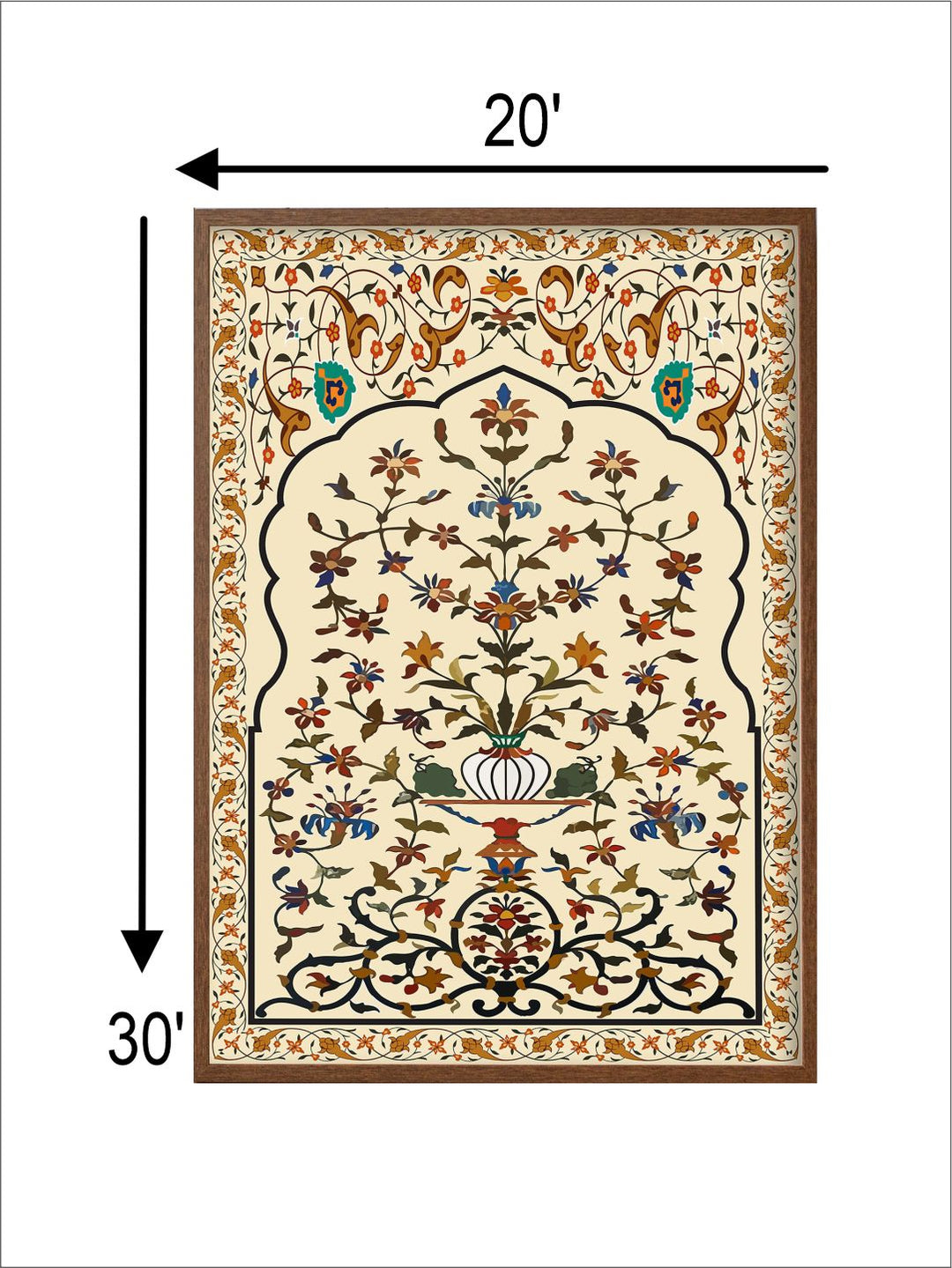 "Mughal Floral Printed Framed Wall Art''