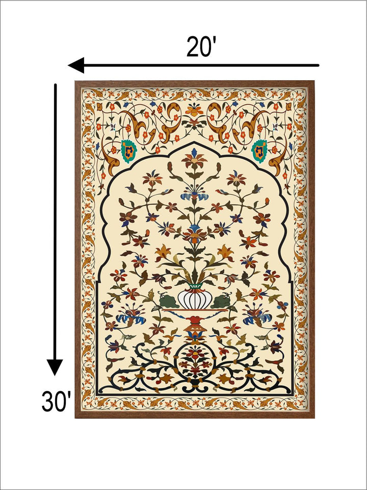 "Mughal Floral Printed Framed Wall Art''