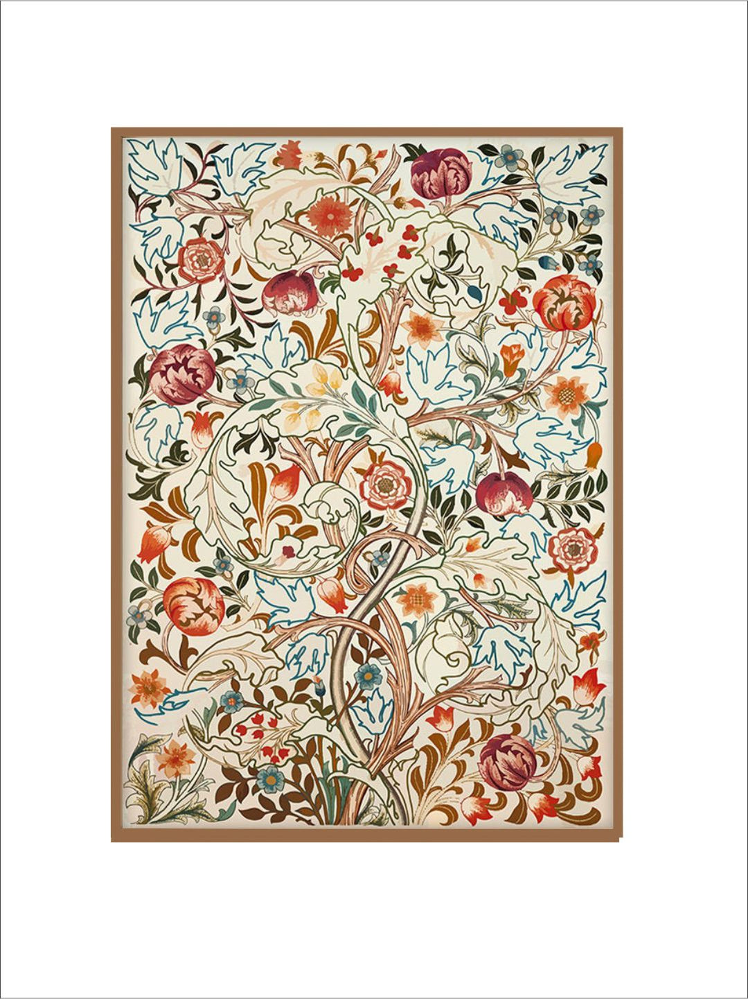 "Indian Floral Vintage Printed Framed Wall Art''