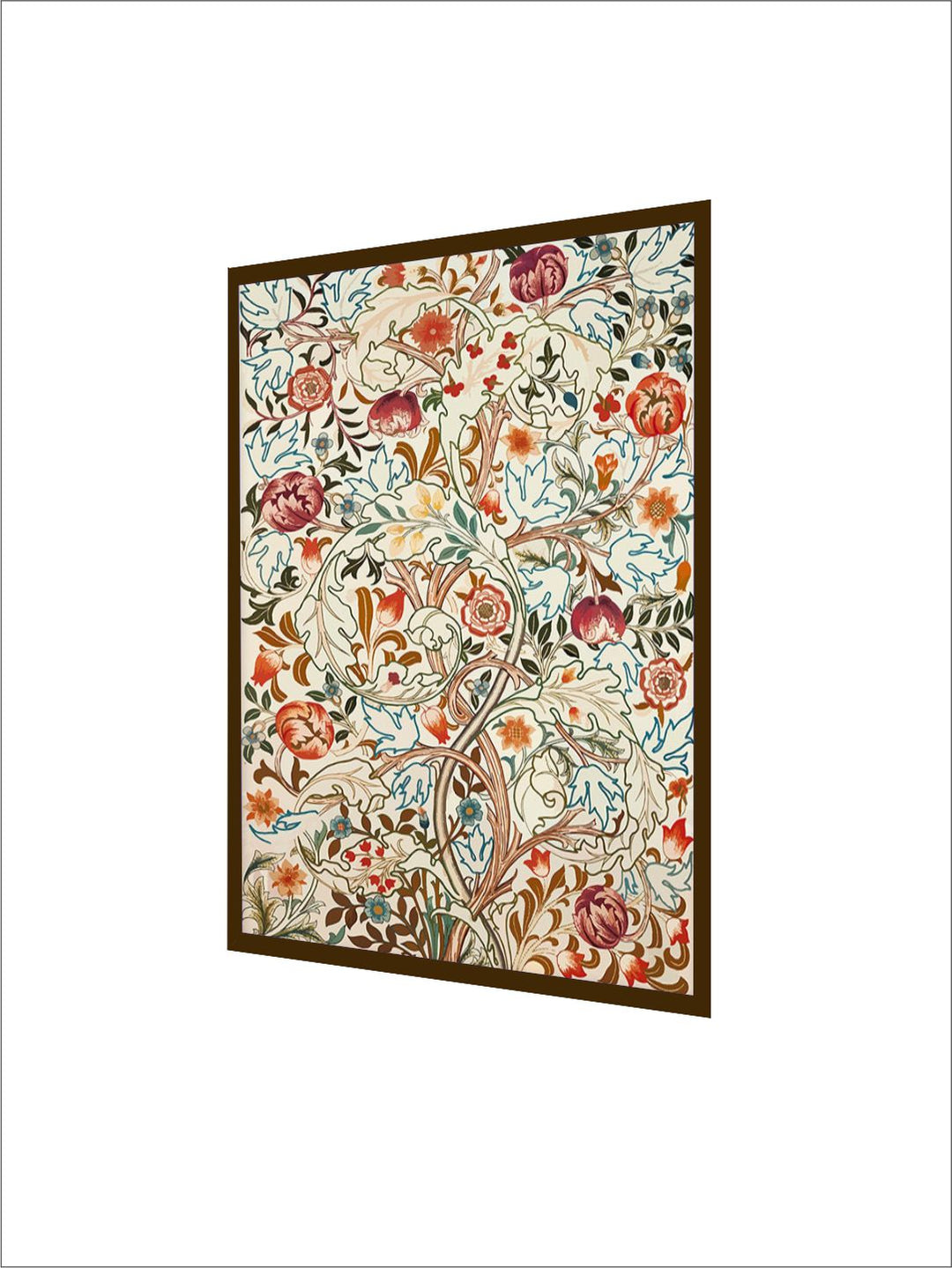 "Indian Floral Vintage Printed Framed Wall Art''