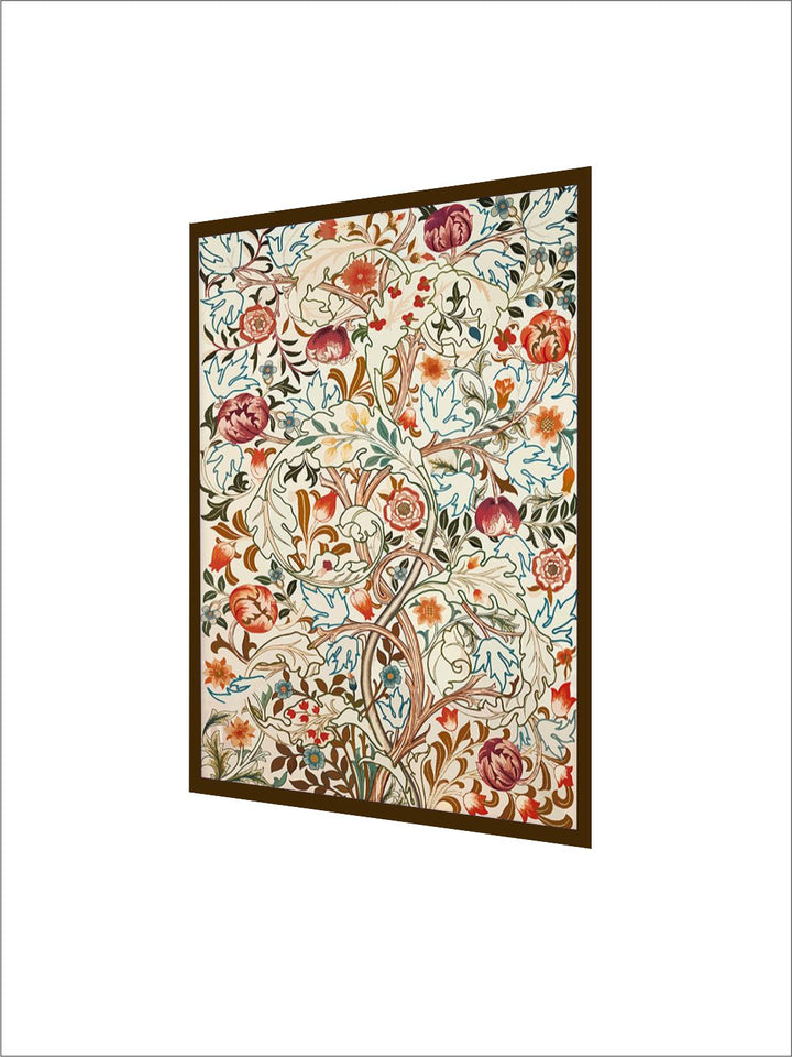 "Indian Floral Vintage Printed Framed Wall Art''