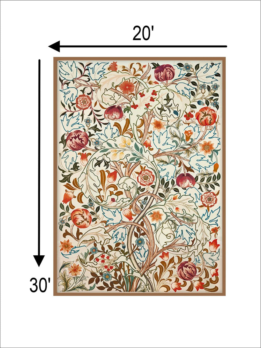 "Indian Floral Vintage Printed Framed Wall Art''