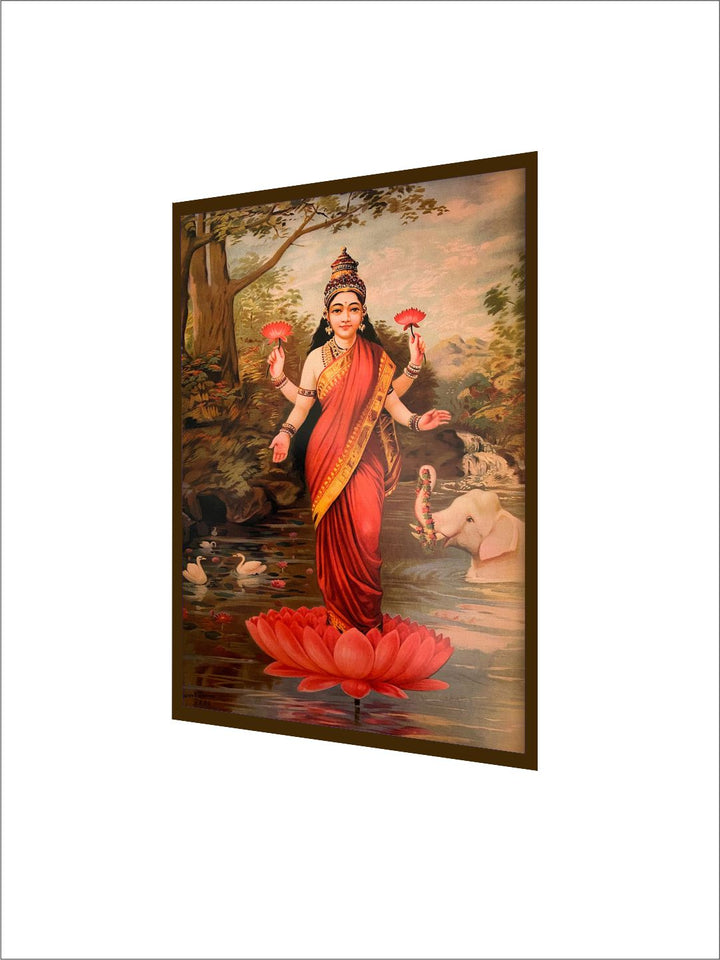 "Indian Hindu Goddess Lakshmi Painting Canvas Wall Art''