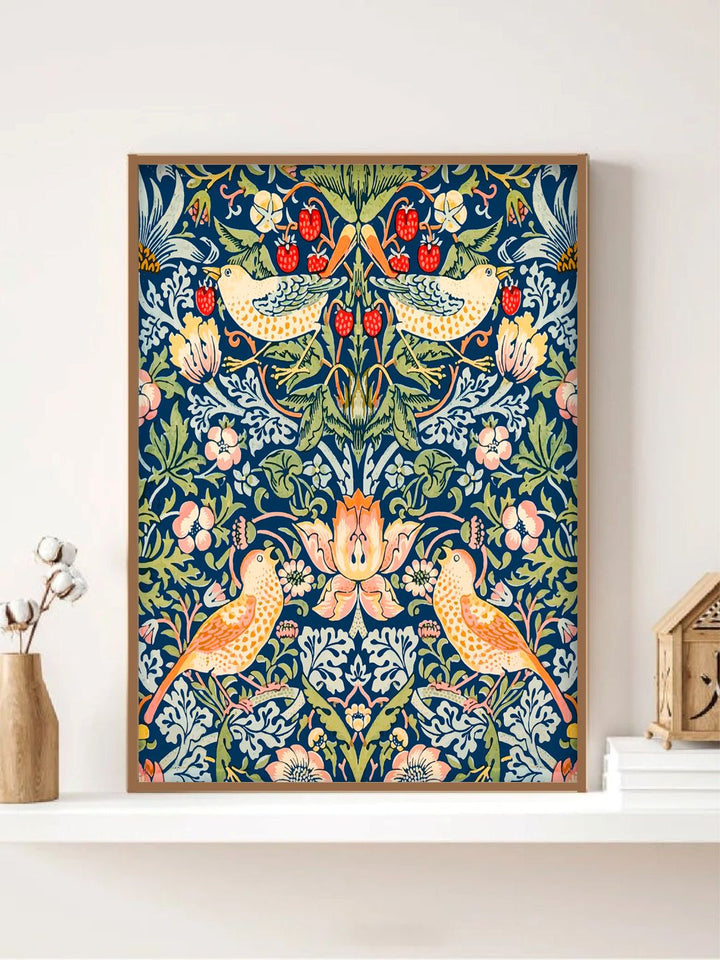 "Indian Floral Printed Framed Wall Art''