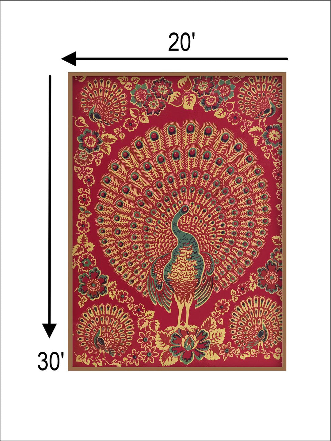 "Indian Peacock Painting Canvas Wall Art''