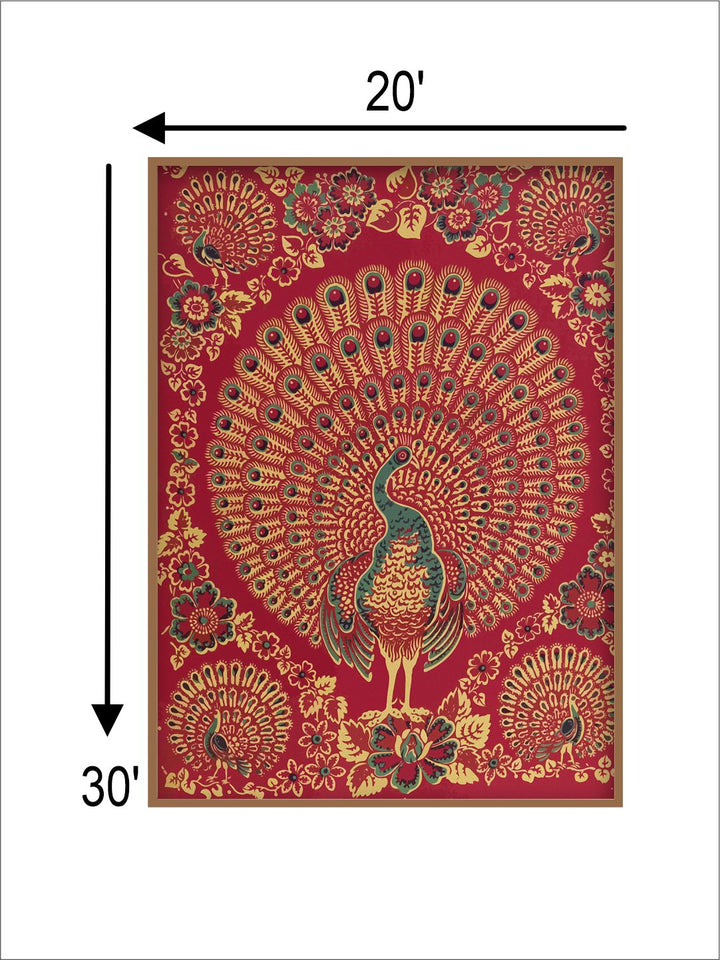 "Indian Peacock Painting Canvas Wall Art''