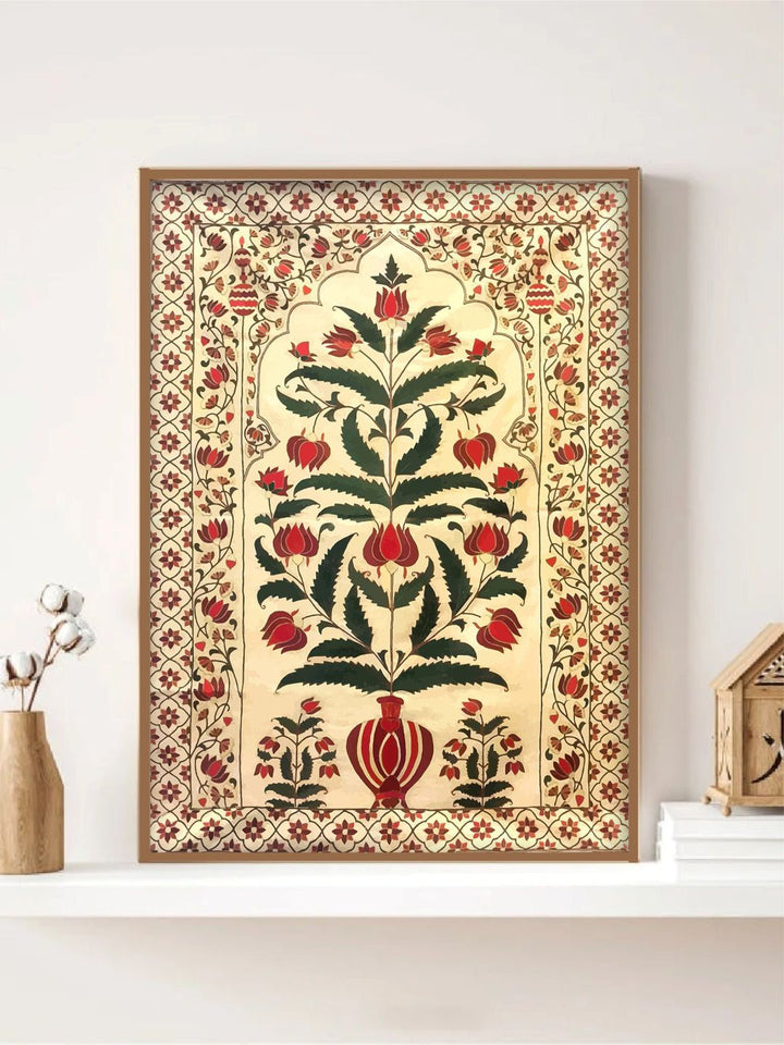 "Beige & Red Painting Canvas Wall Art''
