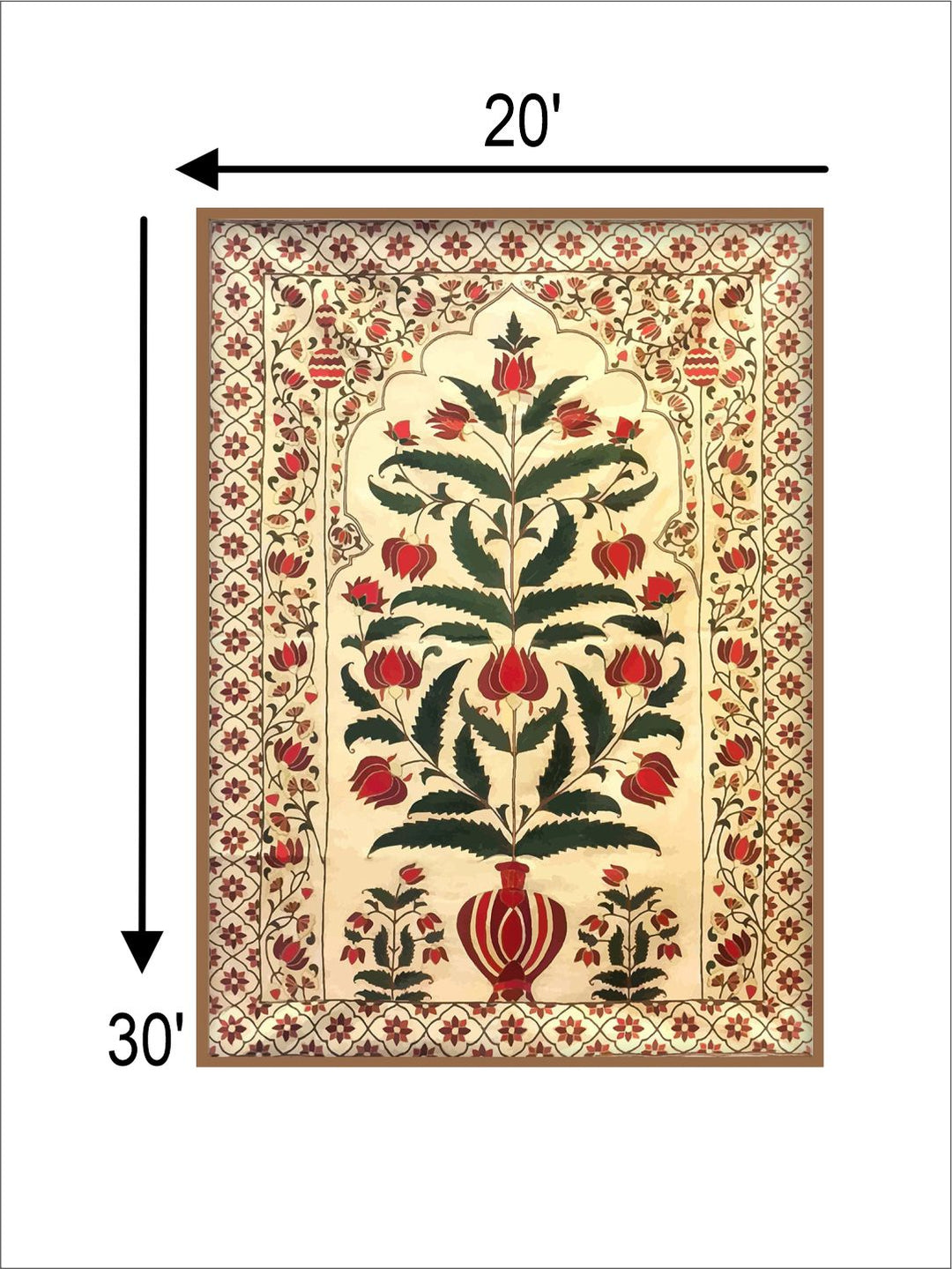 "Beige & Red Painting Canvas Wall Art''