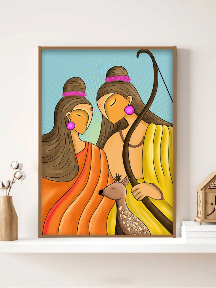 "Shri Ram & Sita Printed Wall Art''