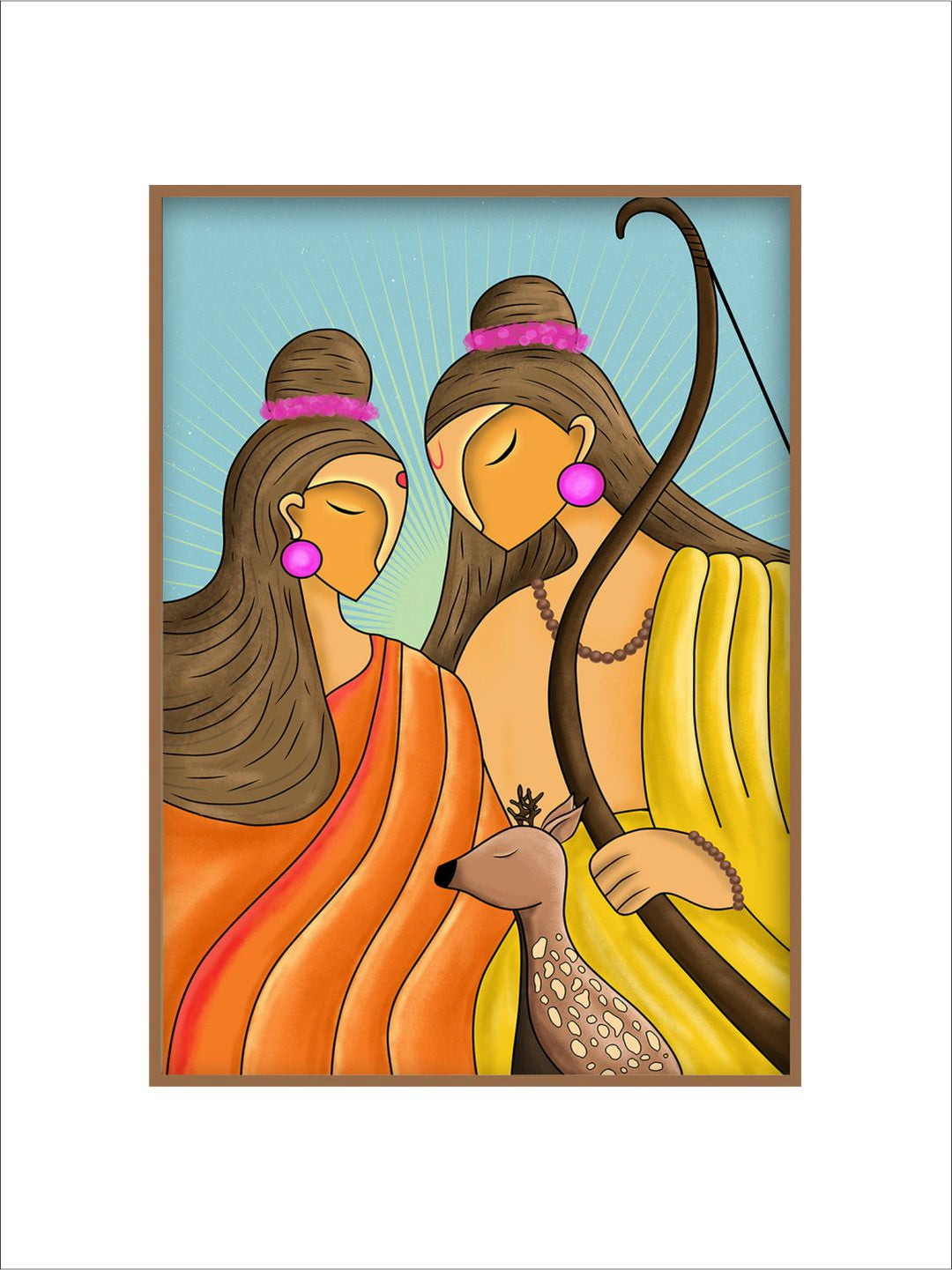 "Shri Ram & Sita Printed Wall Art''