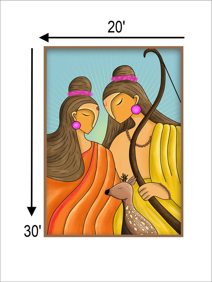"Shri Ram & Sita Printed Wall Art''