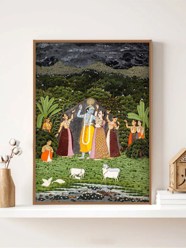 "Lord Krishna and Radha Painting Canvas Wall Art''