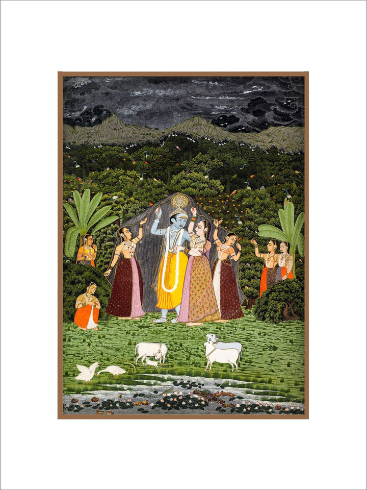 "Lord Krishna and Radha Painting Canvas Wall Art''