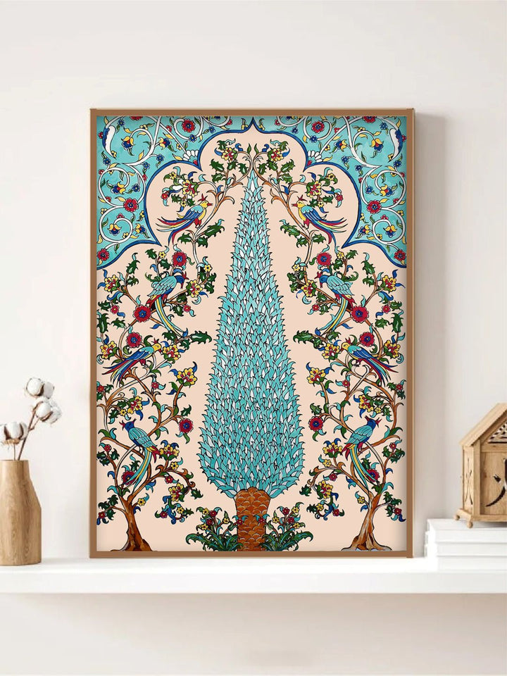 "Mughal & Floral Printed Framed Wall Art''