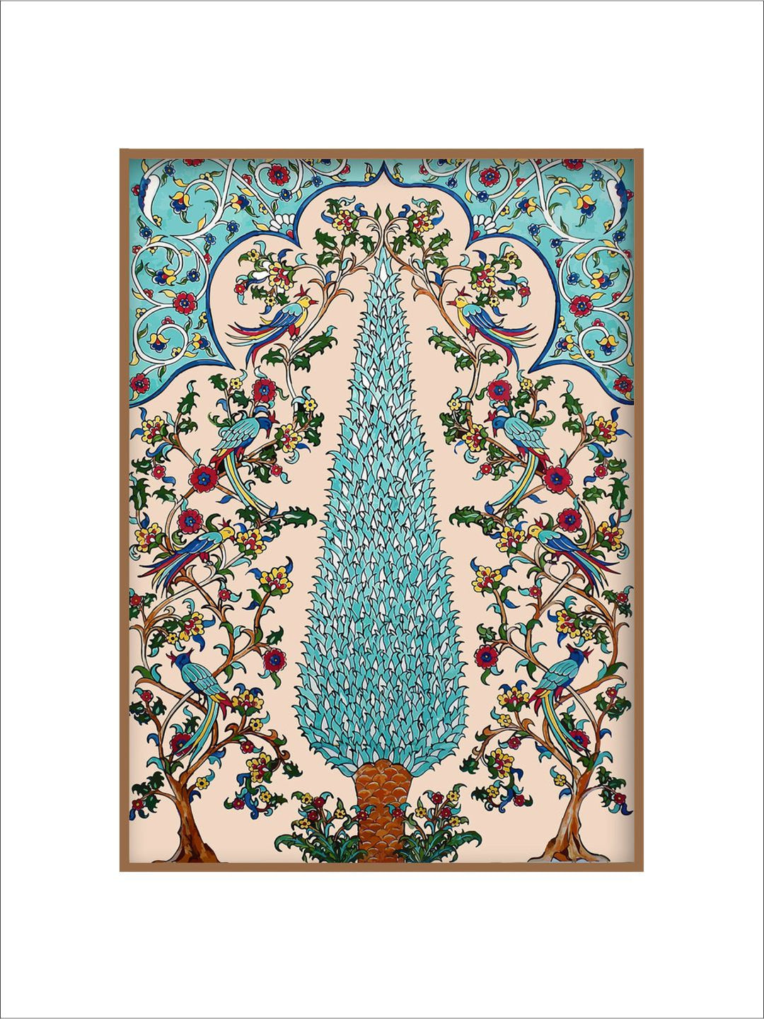 "Mughal & Floral Printed Framed Wall Art''