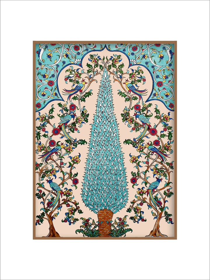 "Mughal & Floral Printed Framed Wall Art''