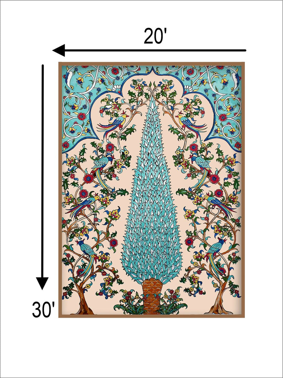 "Mughal & Floral Printed Framed Wall Art''