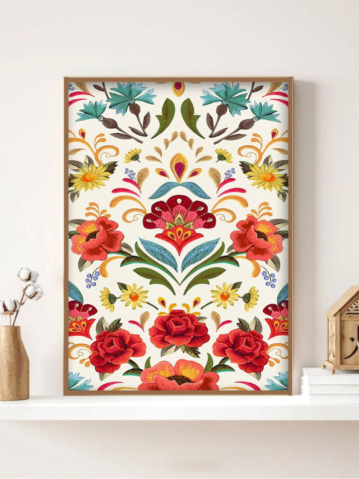 "Indian Folk Art Printed Framed Wall Art''