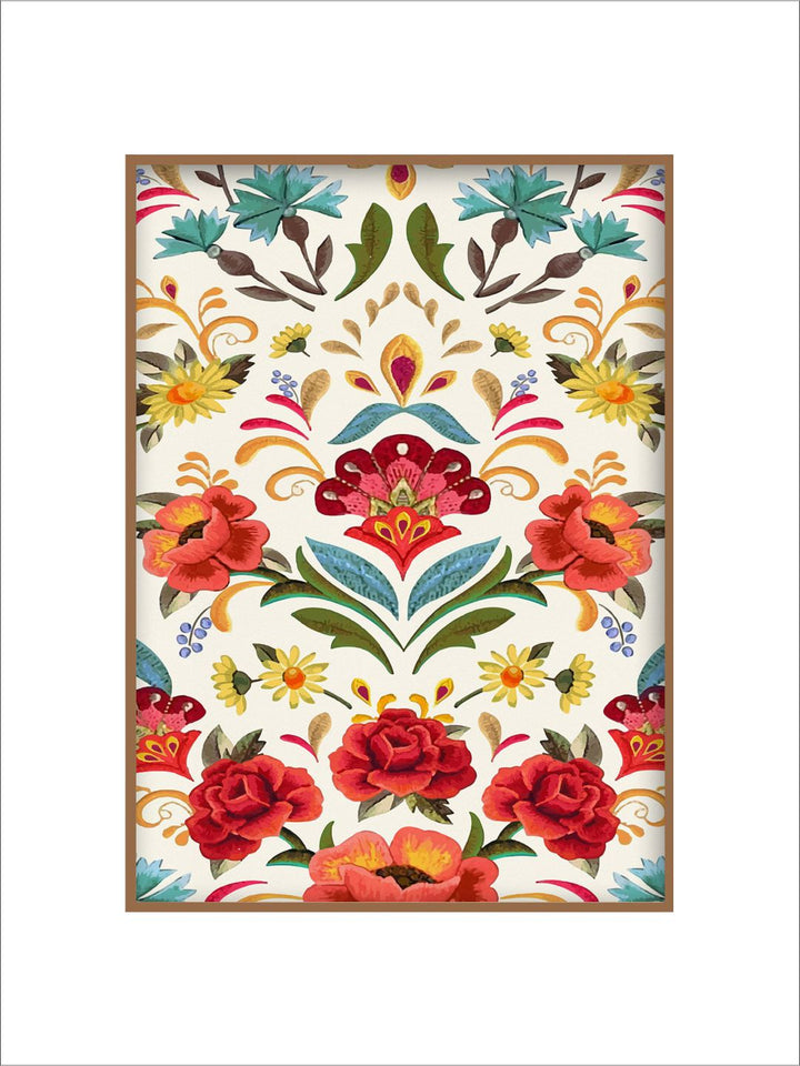 "Indian Folk Art Printed Framed Wall Art''