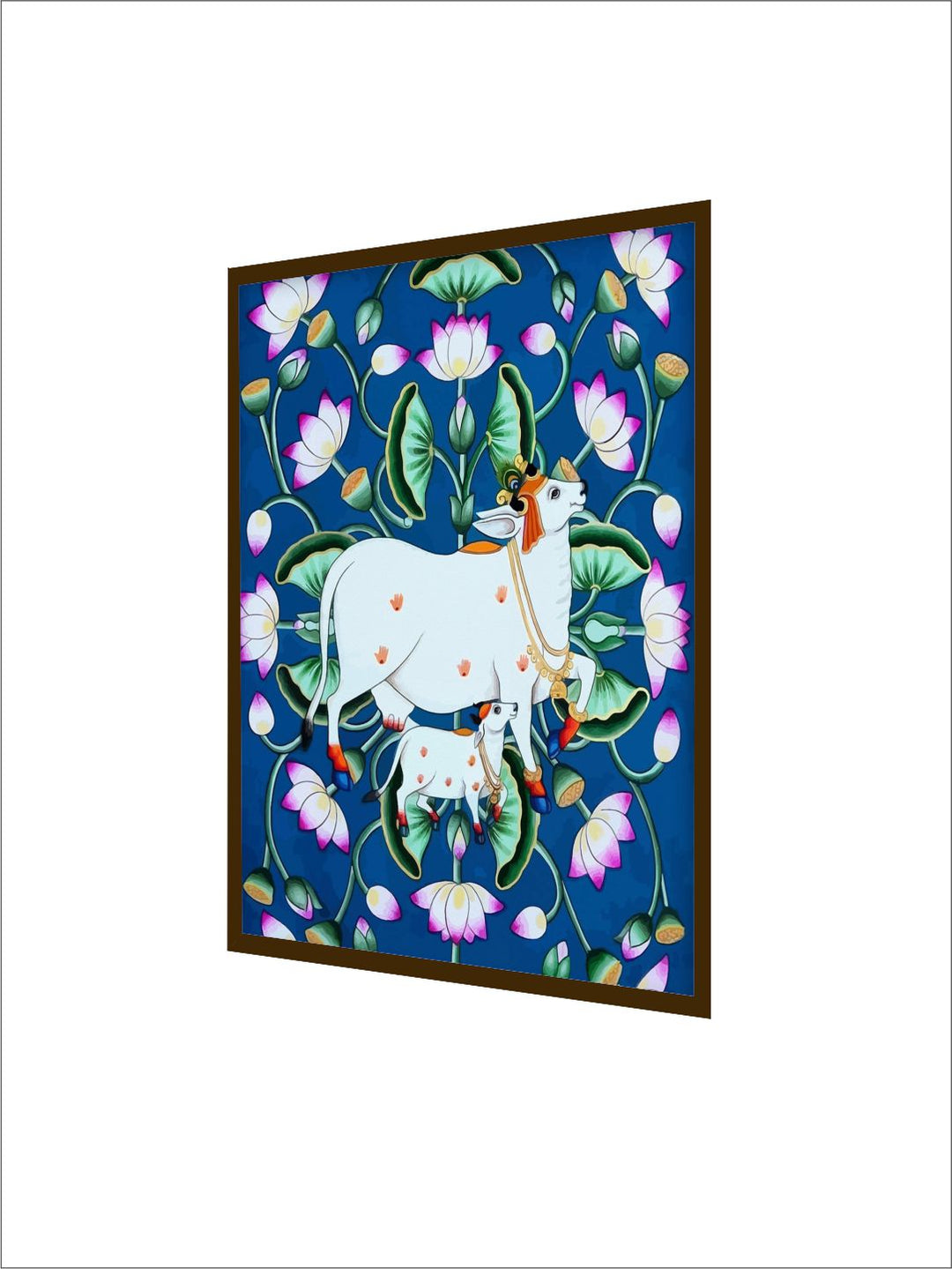 "Indian Folk Art Pichwai Printed Framed Wall Art''