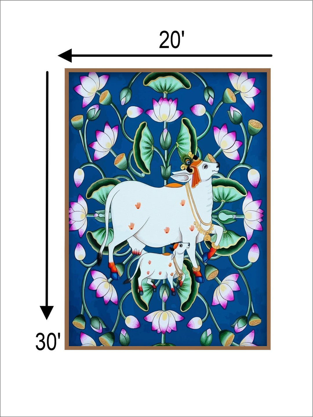 "Indian Folk Art Pichwai Printed Framed Wall Art''