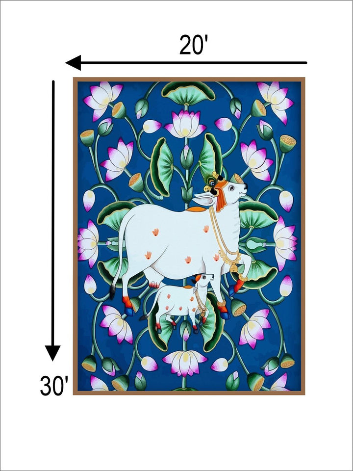 "Indian Folk Art Pichwai Printed Framed Wall Art''