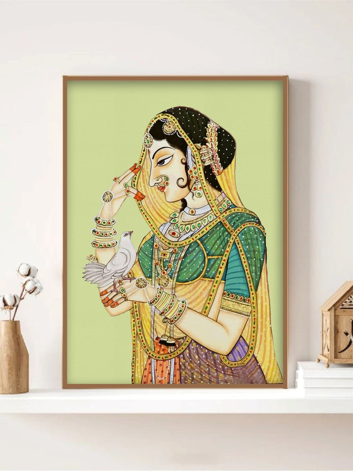 "Royal Princess With Pigeon Painting Wall Art''