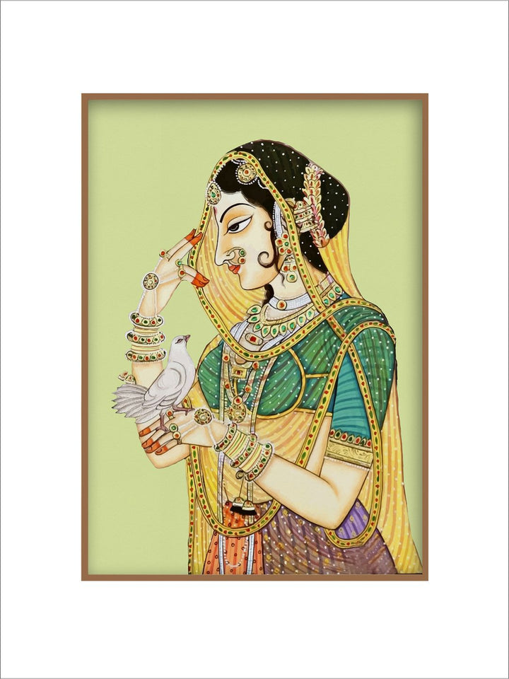 "Royal Princess With Pigeon Painting Wall Art''