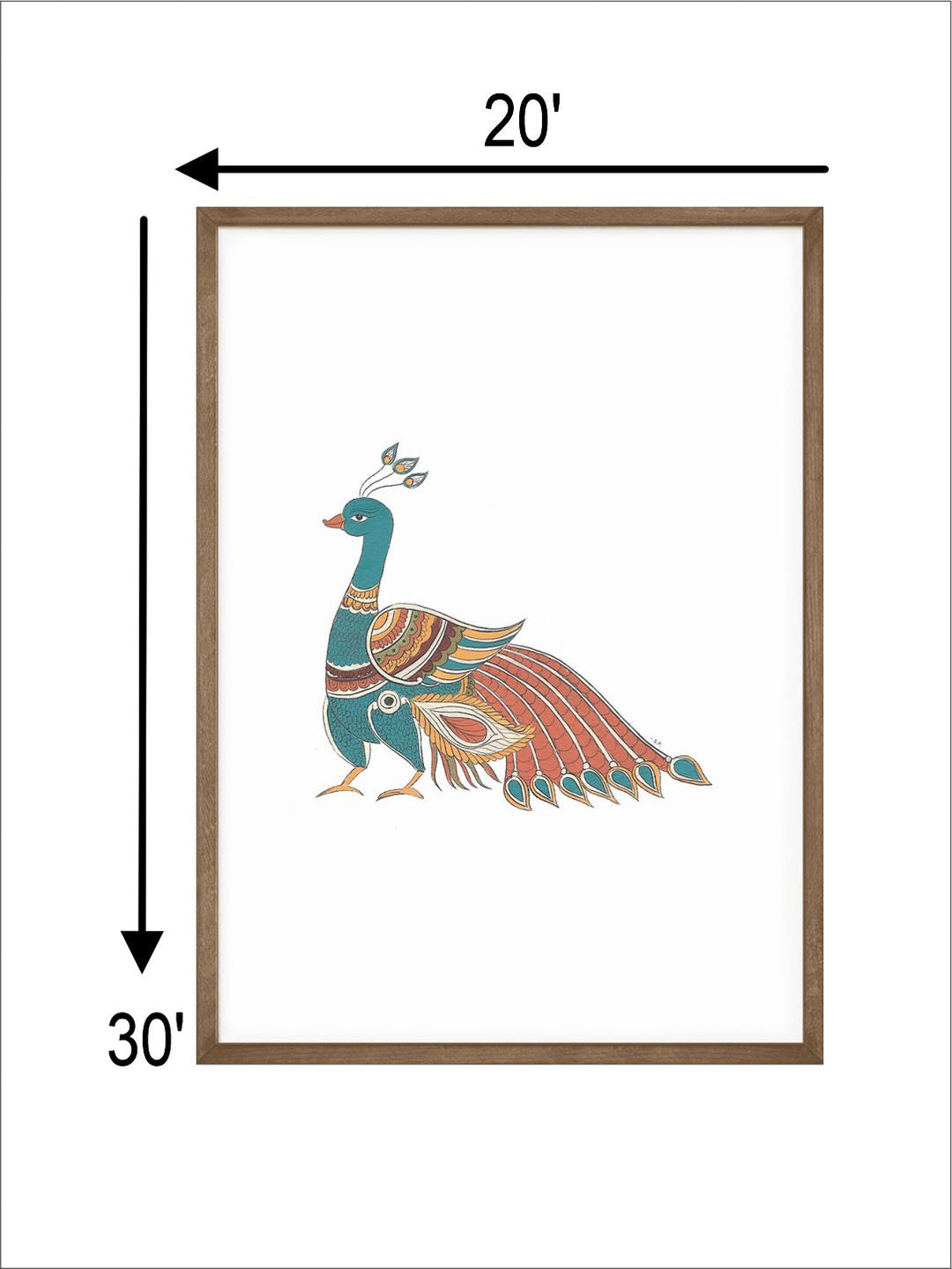 "Kalamkari Peacock Painting Canvas Wall Art''
