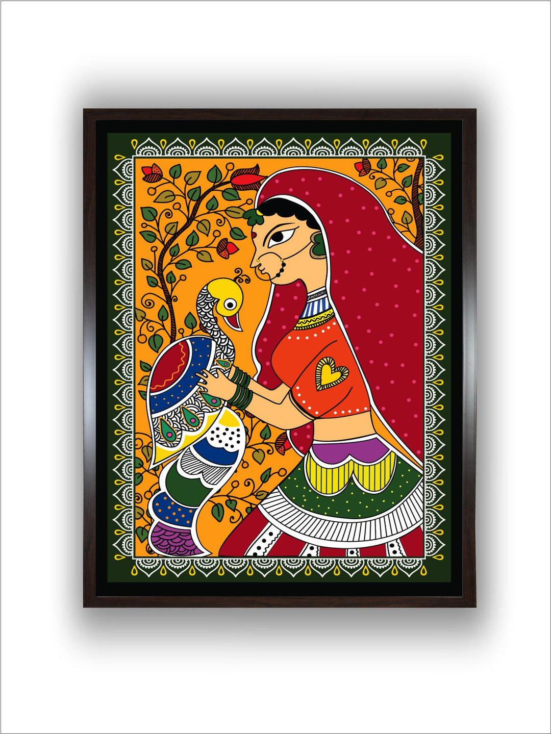 "Madhubani Printed Framed Wall Art''