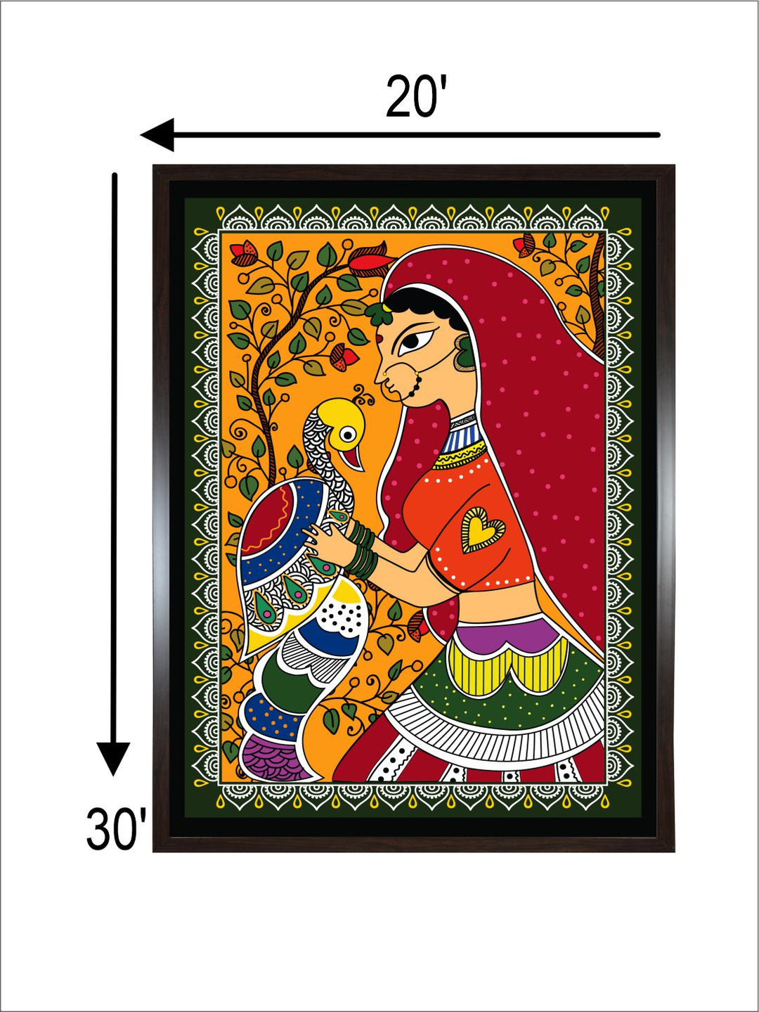 "Madhubani Printed Framed Wall Art''