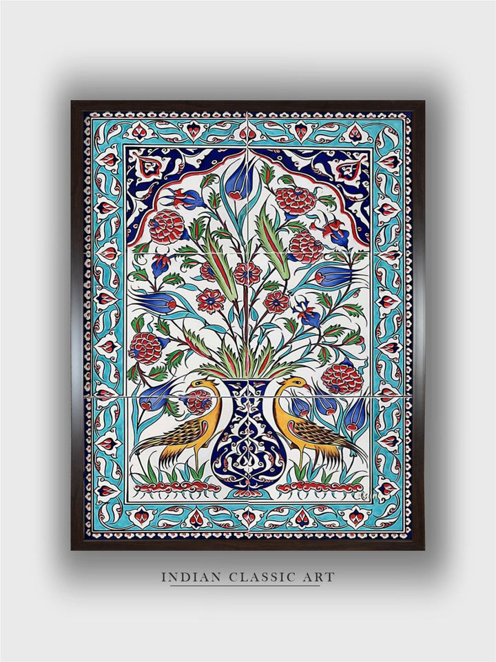 "Islamic Floral Printed Framed Wall Art''