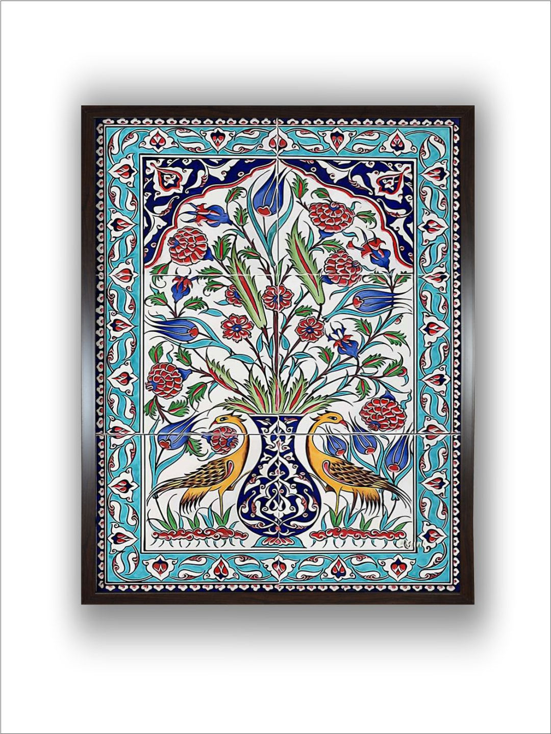"Islamic Floral Printed Framed Wall Art''
